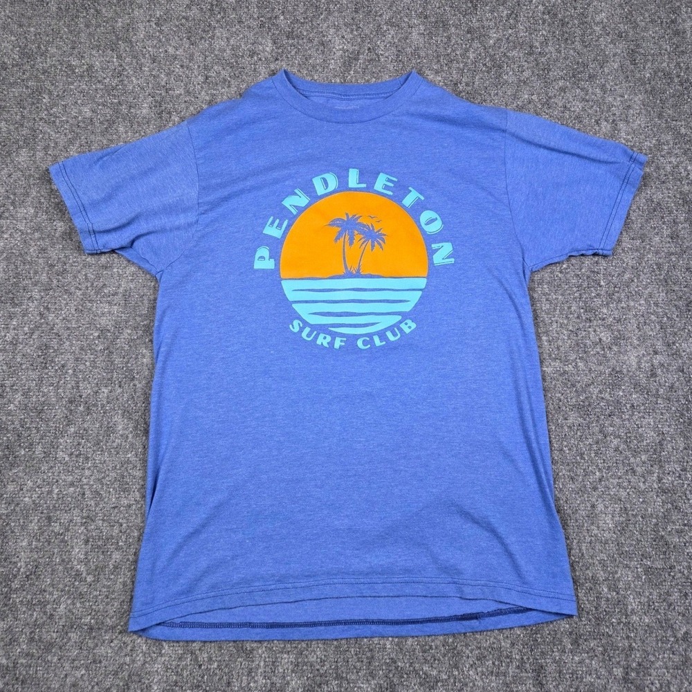 Pendleton Shirt Mens Medium Surf Club Graphic Blue Heather Short Sleeve Cotton‎